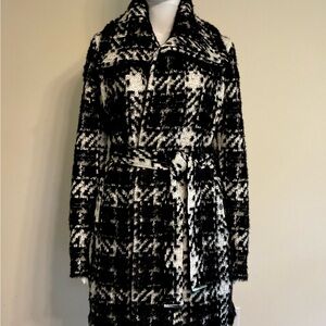 White House Black Market Plaid Sweater Coat~Size Small~Black & White~NWT!!